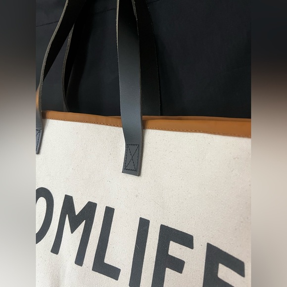 Trendy Canvas Tote with #MOMLIFE Design - Picture 2 of 5